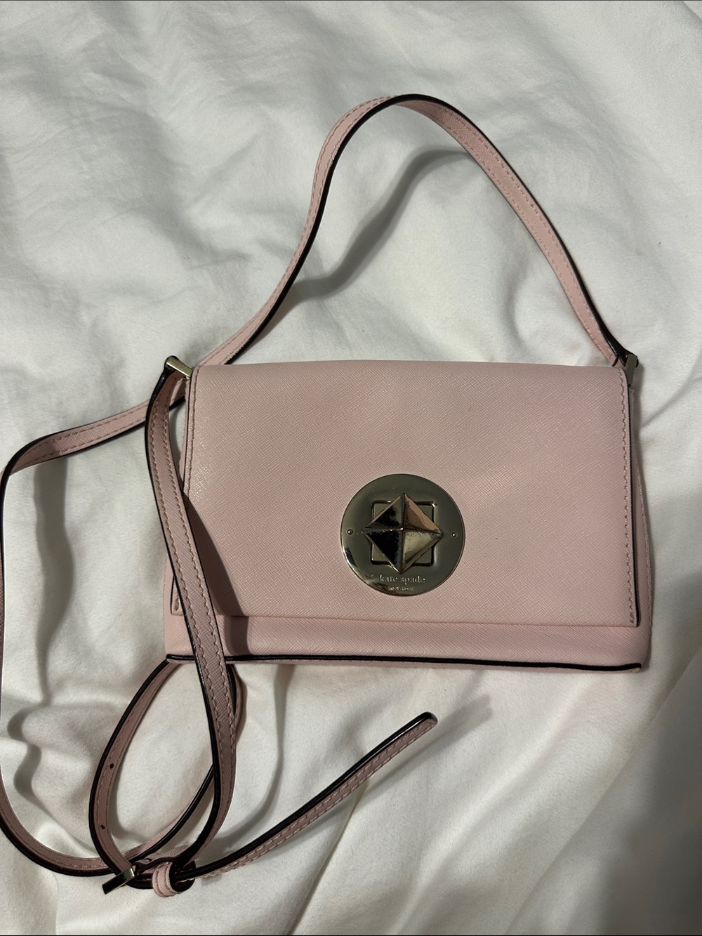 kate spade Pink Saffiano Crossbody with Gold-Tone Medallion
